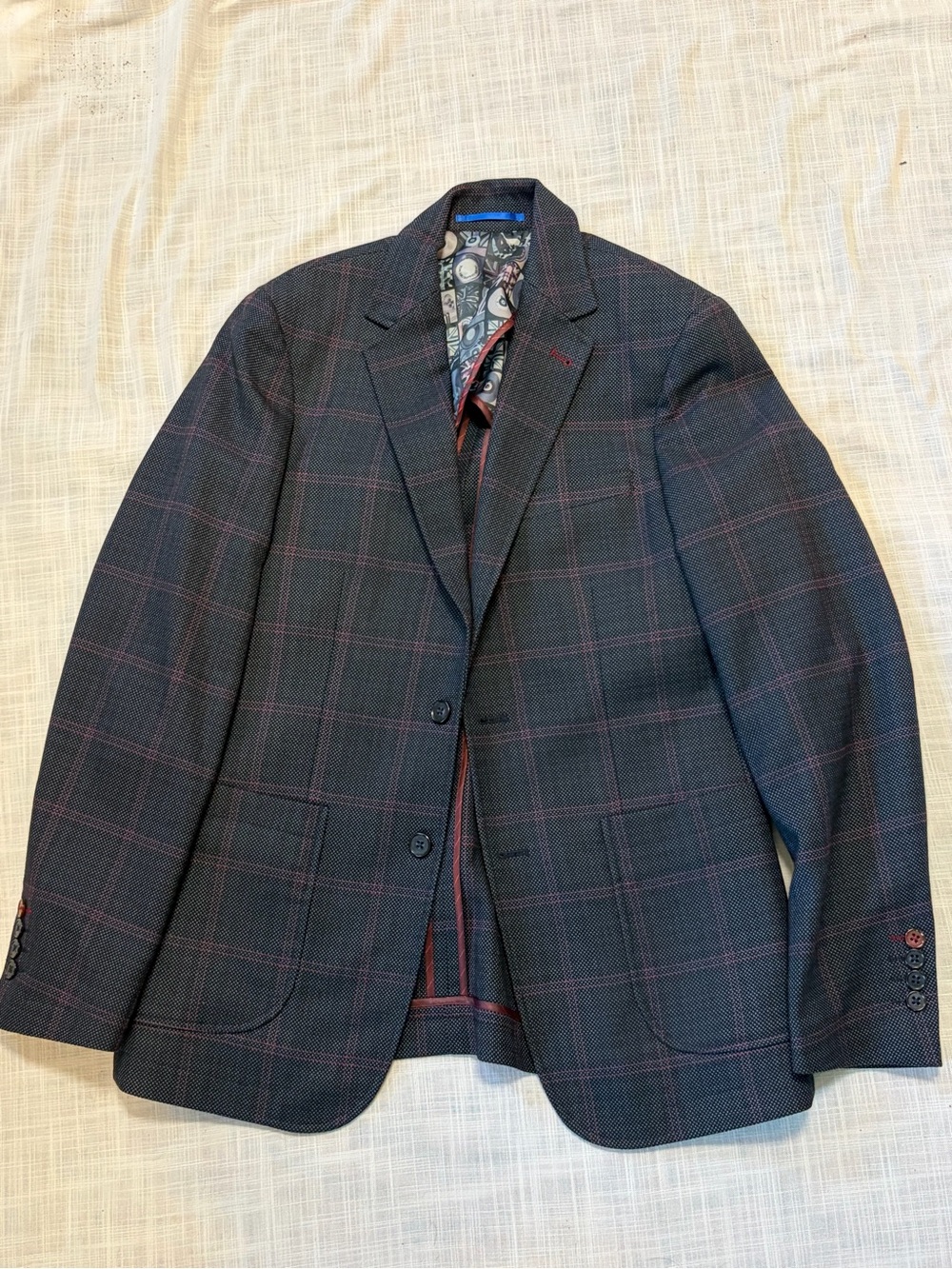 Sondergaard Men's Navy Windowpane Blazer - slim Tailored Fit